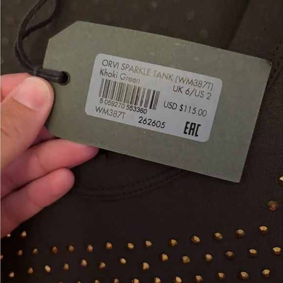 All Saints Orvi Sparkle Tank Khaki Green - Picture 5 of 6